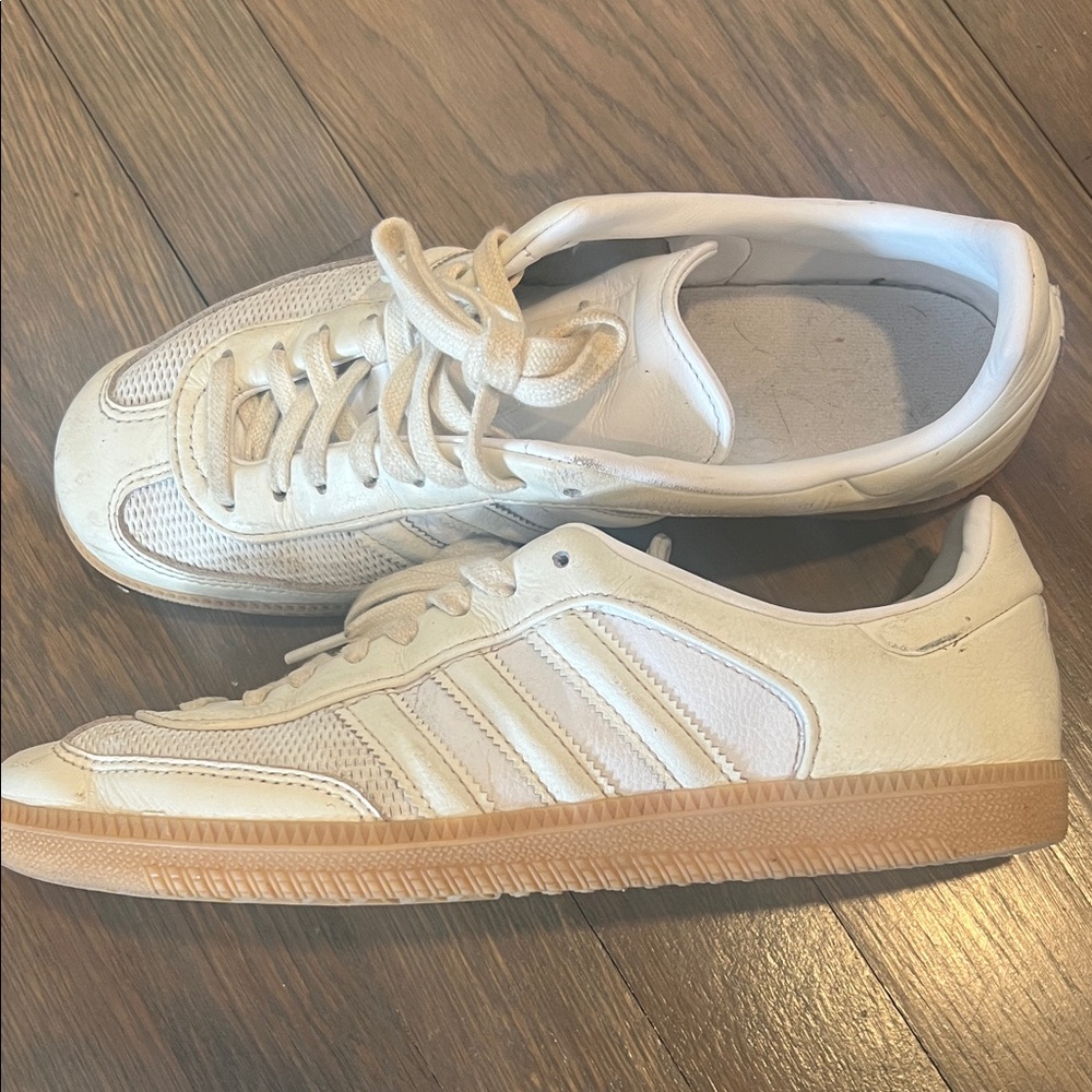 Adidas Classic White and Tan Sneakers